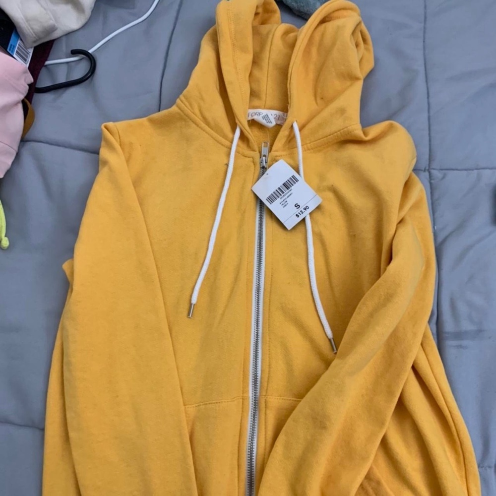 Forever 21 Yellow Zip-up Hoodie